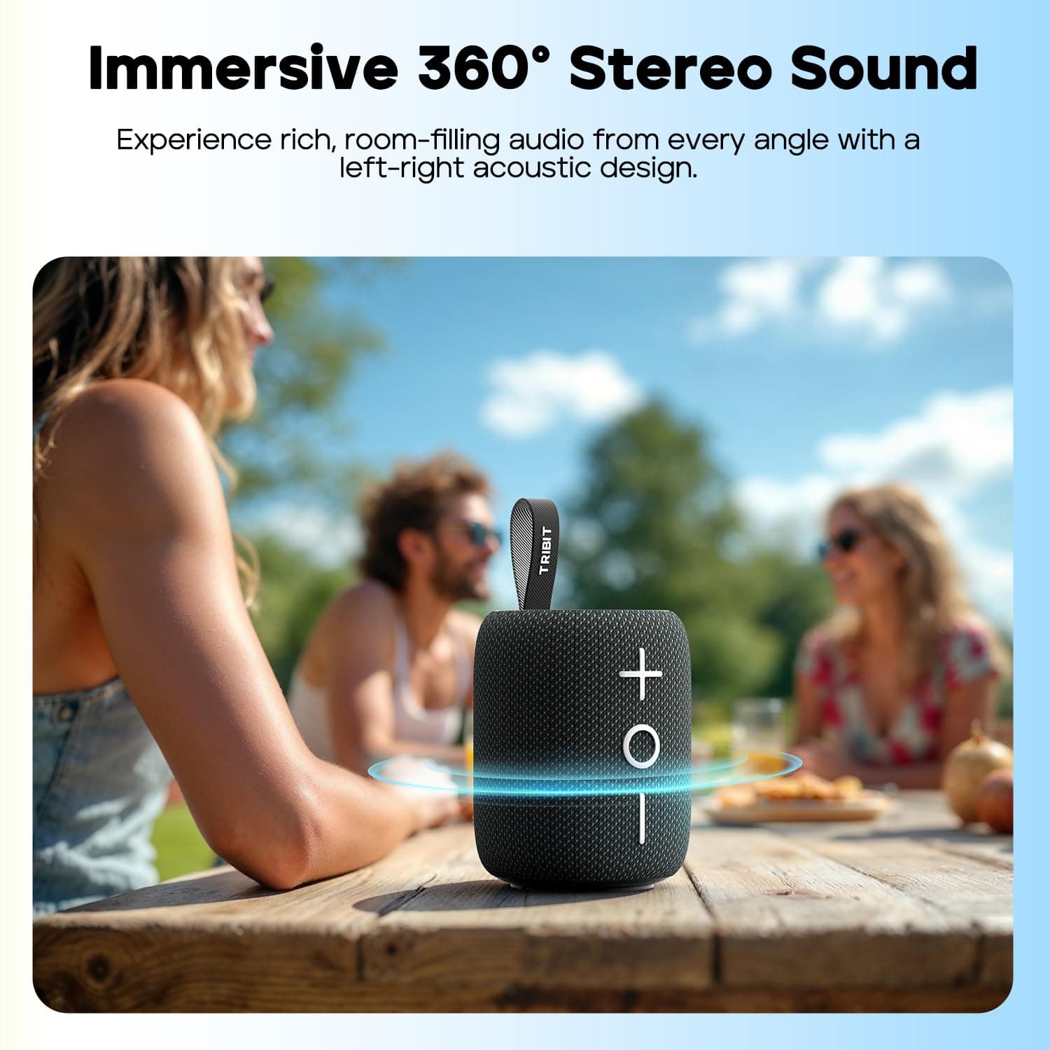 Tribit StormBox Mini+ Bluetooth Speaker 12W,360°Surround Sound,12H Playtime,BT 5.4,IPX7 Waterproof,LED Lights,Custom EQ,TWS Pairing,Type-C, AAC/SBC Support,Portable for Home/Outdoor/Travel Green thumbnail 3