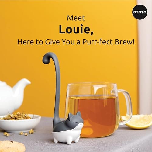 OTOTO Louie Cat Tea Infuser - Cats Loose Leaf Steeper & Diffuser, Tea Strainer Accessories, Cute Gifts for Cat Lovers, White Elephant Gifts, Cute Kitchen Accessories thumbnail 4