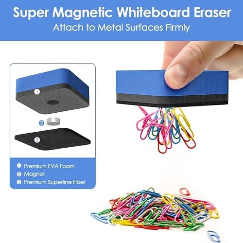 MaxGear 24 Pack Dry Erase Erasers, Magnetic Whiteboard Dry Erasers for Classroom, Mini Whiteboard Cleaning Pads, Chalkboard Wiper Teacher Supplies for School, Office, Home, 6 Color, 2 x 2 Inch thumbnail 5
