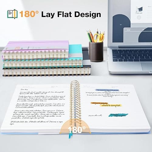 Smarpau A5 Notebook, 320 Pages Thick Hardcover Wirebound Spiral Notebook, 100gsm Thick Paper Journals for Women Men Writing, Waterproof PVC Notepad for School Office, 14.5 x 21cm - Blue thumbnail 5