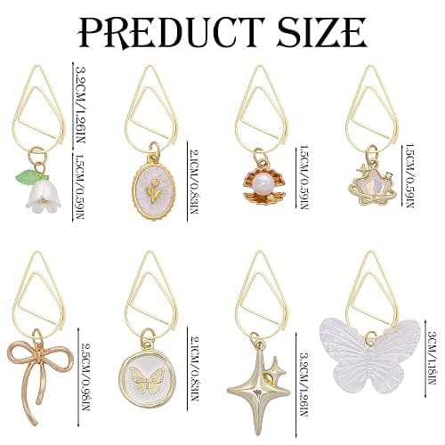 Berirexrion Cute Butterfly Bookmark Gifts - 8 PCs Beautiful Flower Bow Aesthetic Metal Paper Clips Charm Book Marks for Reading Lovers Women Unique Page Marker for Girl Kids Students Teachers School thumbnail 3