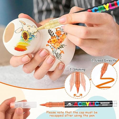 WOGOPRO 60 Couleurs Feutre Acrylique, Marqueur Acrylique, Liquide Direct Acrylic Paint Marker, Stylo Acrylique pour Coloriage, Calligraphie, Bois, Pierre, Toile, Céramique thumbnail 7