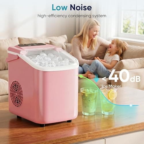 DUMOS Ice Maker Countertop, Ice Machine with Portable Handle, Basket and Scoop, 26lbs Daily, 9 Bullet Cubes in 6-8 Mins, Auto-Cleaning for Home, Kitchen, Office, Outdoors, RV Camping thumbnail 6
