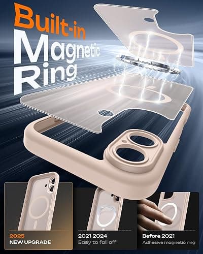 TOCOL for iPhone 17 Case, Full Camera Protection, Built-in Magnetic Ring, Compatible with Magsafe Charger, Drop Protection, Translucent Matte Phone Case for iPhone 17 6.3 inch (Desert) thumbnail 3