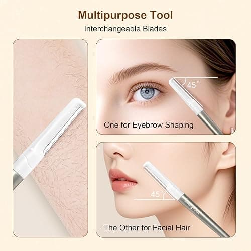 Dermaplaning Razor for Face - 10 Blade Refills, Dermaplaning Tool for Face Help Exfoliate and Smooth Skin, Easy-to-Use Facial Razors, Eyebrow Razor & Peach Fuzz Removal for Beauty thumbnail 4