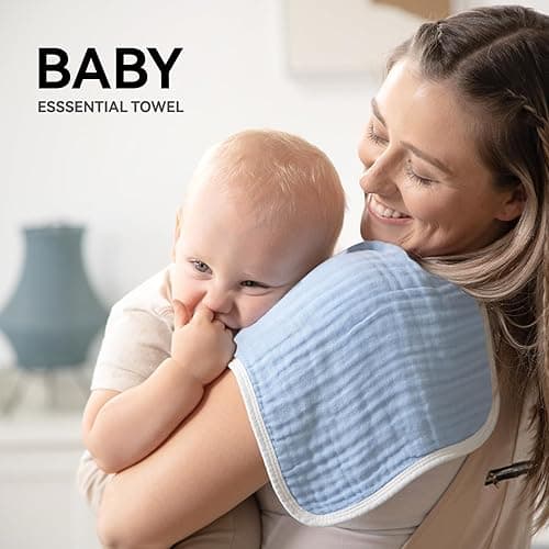 Synrroe Burp Cloths Large, Muslin Burp Cloths for Baby Girls and Boys, Pack of 10 Extra Absorbent and Soft Muslin, 6 Layers 20 by 10 Inches 100% Cotton (Blue 10 Pack) thumbnail 3