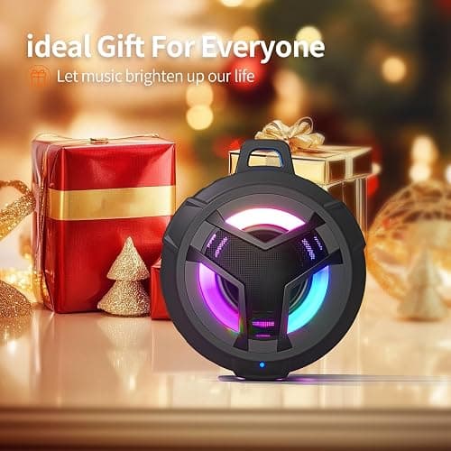 EBODA Bluetooth Shower Speaker, Portable Bluetooth Speakers, IP67 Waterproof Wireless Speaker with LED Light, Floating, 2000mAh, True Wireless Stereo for Kayak, Beach, Gifts for unisex -Black thumbnail 9