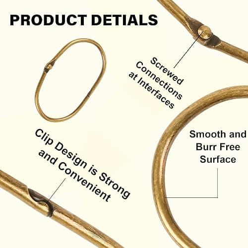 20Pcs Shower Curtain Hooks,Metal Oval Shower Curtain Hooks Roman Rings | Rustproof Decorative Shower Curtain Rings for Bathroom, Bathtub, Window, Balcony (20, Oval-Bronze) thumbnail 2