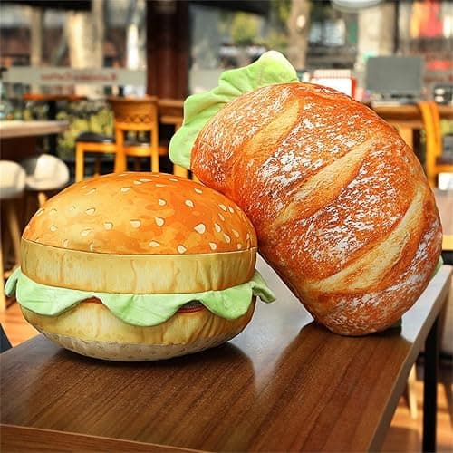 Cheeseburger Pillow That Opens, Burger Pillow That Opens for Your Head, Hamburger Pillow Head Inside (Hamburg) thumbnail 2