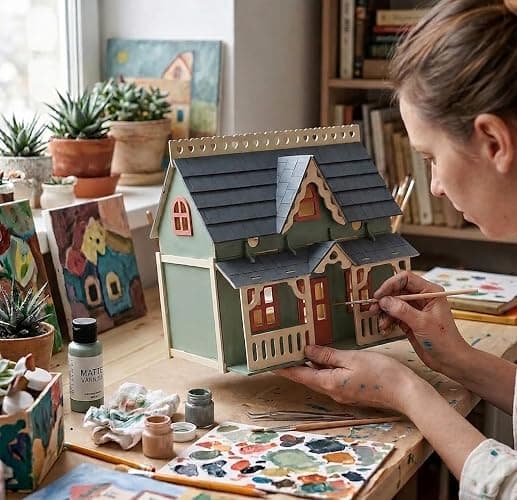 CUTEROOM 3D Puzzle House,Fantasy Villa Model Kit DIY Miniature Dollshouse | Pre-cut, glue-free assembly, Natural wood,Creative gift for adults thumbnail 8