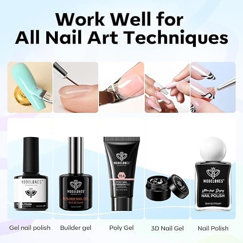 Modelones Nail Art Brushes Set, Nail Brush kit Gel Polish, Extension Gel, Liner, Clean up, Carving, Apex Building, Dotting Pens Professional Tools for Drawing Painting 3D Design Salon & DIY Use thumbnail 7