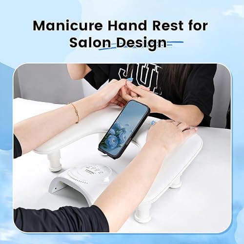 JODSONE U-Shaped White Manicure Arm Rest for Nails Tech with Rotating 360°Built-In Phone Holder and Adjustable Nail Arm Rest Detachable Manicure Hand Rest for Salon Design thumbnail 8