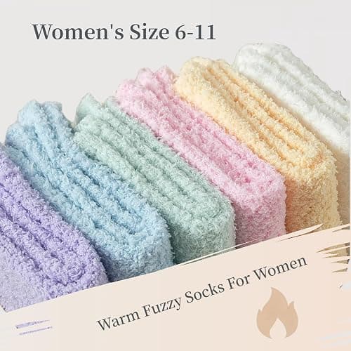 Tofox 6 Pairs Fuzzy Socks For Women Soft Home Slipper Socks Fluffy Sleeping Socks don't Shed Lint thumbnail 3
