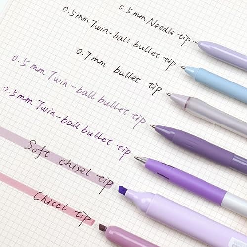 WRITECH Gel Pens Journaling Highlighters: 0.5 &0.7mm Purple Journal Set 7ct | Black & Multicolor Pen Highlighter No Bleed Smooth Writing for Drawing Journaling Teachers Nurses Office Gift thumbnail 4