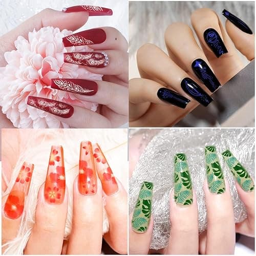 Biutee Nail Stamper Kit 15pcs Nail Art Stamp Plate 8pcs Stamp Gel Polish 1pcs Nail Stamper Scraper Set with Storage Bag, Nail Stamp Template Kit Flower Lace Animal Star Christmas Design thumbnail 6