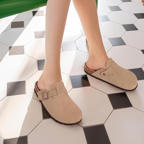 KIDMI Unisex Vegan Suede Clogs Mules with Cork Footbed | Slip On Design, Arch Support, Indoor/Outdoor Versatility, and Potato Shoe Inspired Style thumbnail 2