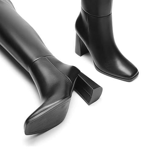 DREAM PAIRS Women's Tall Over the Knee Boots Thigh High Fall Block Chunky Heeled Knee High Long Boots with Fashion Square Toe and Side Zipper thumbnail 5
