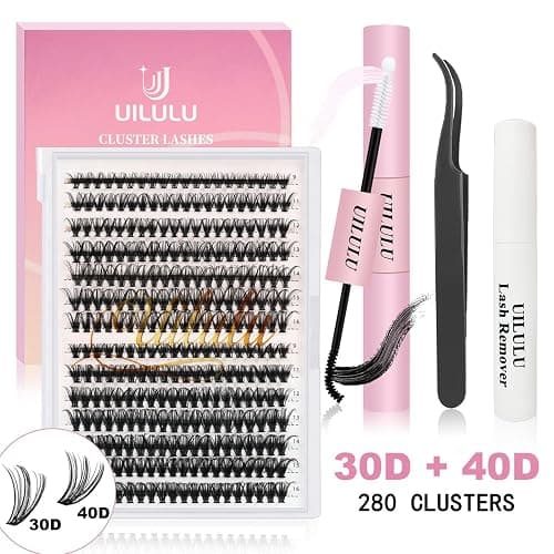 UILULU DIY Lash Extension Kit 280pcs Individual Lashes Clusters D Curl Lash Clusters, Lash Kit with Lash Bond and Seal, Remover, Lash Tweezers (30D+40D-0.07D-9-16MM Kit) - 30D+40D+Bond&Seal+Remover+Tweezers thumbnail 7