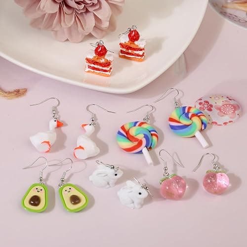 36 Pairs Fun Cute Earrings Set Weird Cool Funky Aesthetic Drop Dangle Earrings for Teen Girls Women Jewelry Gift thumbnail 2