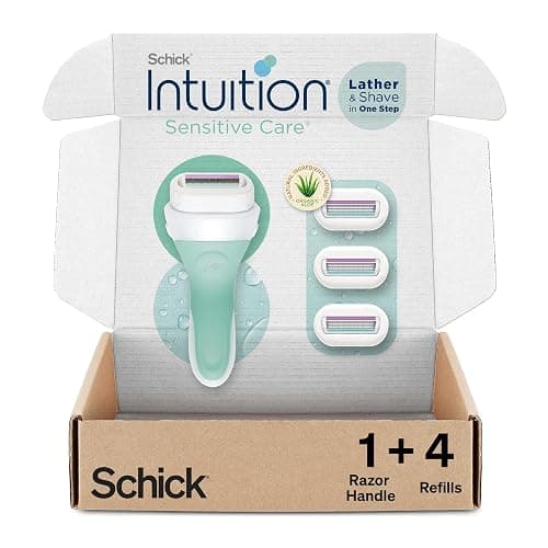 Schick Intuition Razors for Women with Sensitive Skin | 1 Razor & 4 Intuition Razor Blades Refill with Organic Aloe - Image 1
