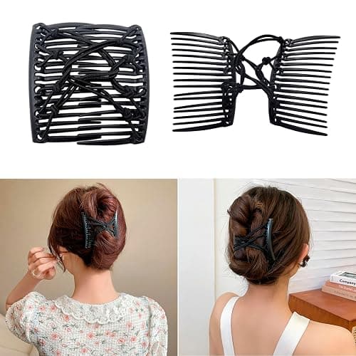 5 Pieces Stretchy Magic Comb Adjustable Elastic Clip for Women Girls No Crease Pins Vintage Bun Maker Hair Accessories for Curly Thick Wavy Ponytail thumbnail 3