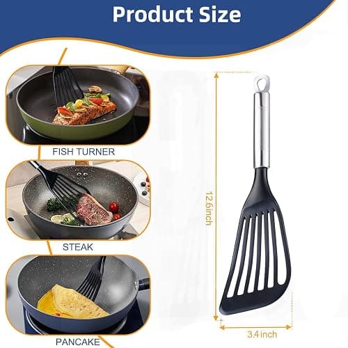 KSENDALO Thin Kitchen Spatula Turner for Egg,Fish, Slotted Flexible Plastic Spatula for Nonstick Cookware, Idea Kitchen Utensil for Egg, Bacon, Fish, Pancakes thumbnail 2