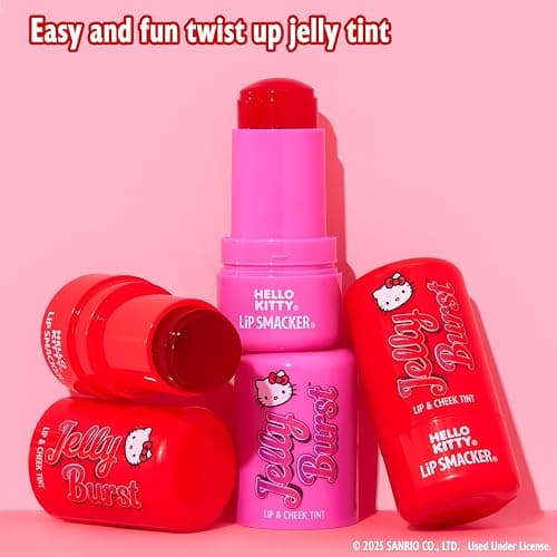 Lip Smacker Hello Kitty So Jelly Lip & Cheek Tint, Moisturizing Sheer & Buildable Color, Fun Bouncy Jelly Texture, Sweet Apple Flavor - Apple - Apple thumbnail 3