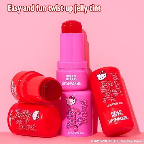 Lip Smacker Hello Kitty So Jelly Lip & Cheek Tint, Moisturizing Sheer & Buildable Color, Fun Bouncy Jelly Texture, Sweet Apple Flavor - Apple - Apple thumbnail 3