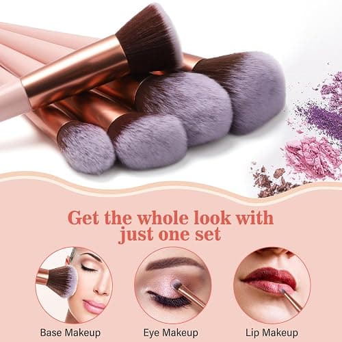 Makeup Brush Set, 17PCs Makeup Brushes with Foundation Eyebrow Blending Concealer Blush Eyeshadow Contour Lash Powder Brush, Make Up Brushes Kit with Organizer Travel Case (Medium, Pink) thumbnail 4