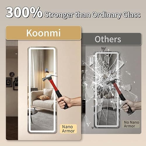 Koonmi Full Length Mirror Door Hanging with LED Lights 48"x16" thumbnail 2
