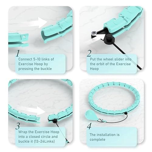 JKSHMYT Weighted Hula Circle Hoops for Adults Weight Loss, Infinity Fitness Hoop Plus Size 47 Inch, 24 Detachable Links, Exercise Hoop Suitable for Women and Beginners thumbnail 4