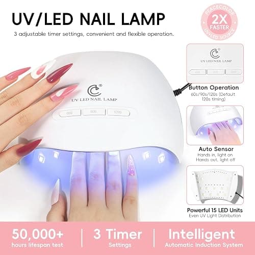 PEACECOLOR 39pc Gel Nail Polish Kit with U V Light, Pink Brown Nude Dark Red 22 Colors Pastel Gel Polish Kit with Base Top Coat Matte Glossy French Nail Art for Beginners Manicure DIY thumbnail 6