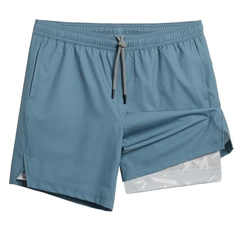 maamgic Gym Shorts for Men 7 inch Inseam with Liner Stretch 2 in 1 Workout Shorts Men Quick Dry Athletic Running Shorts - Image 1