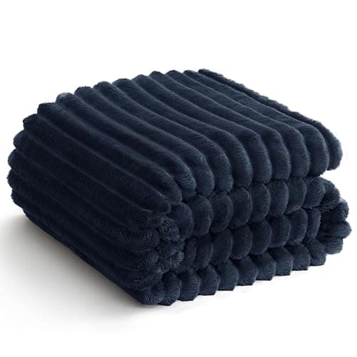 HIMEET Soft Navy Blue Twin Blanket for Bed - 300GSM Cozy Fleece Blanket for Men, Small Lightweight Bed Blankets Graduation Birthday Gifts for Her Him, Home School Dorm Decor, Navy Blue, 60x80 Inches - Image 1