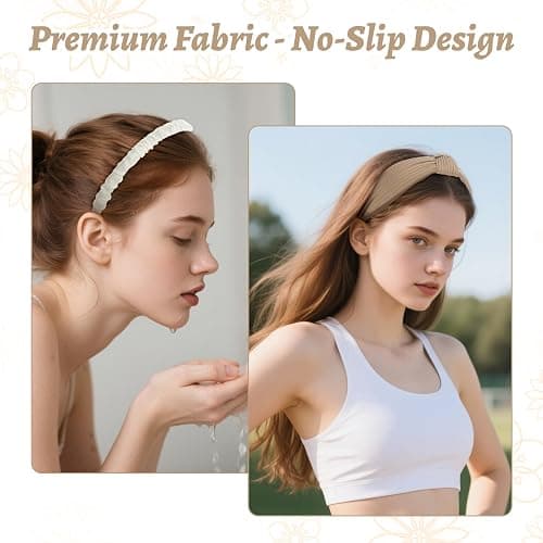 7 Stück Haarreifen Damen Set, Haarreif Braun, Breit Headband, Verschiedene Modelle, Perlen Stirnbänder, Vintage, Waldstil, Haarbänder Haar-Accessoires für Mädchen thumbnail 4