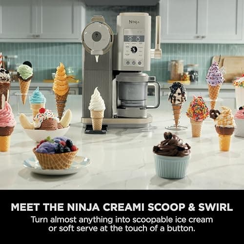 Ninja CREAMi Scoop and Swirl Ice Cream Machine with 2x Tubs, 13 Functions, Makes Ice Cream, Soft Serve, Gelato, Sorbet, Milkshakes and More, Mix-In Option, Stone Gold, NC701UKSTGD thumbnail 3