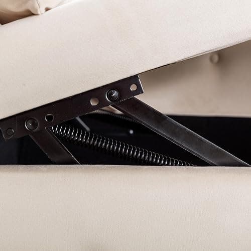 58.26 in Corner Lounge Sofa with Storage Upholstered Velvet Fabric Chaise Lounge Chair Indoor with Pillow & Nailhead Trim, Modern Sleeper Sofa Bed for Bedroom, Living Room & Apartment (Beige) thumbnail 5