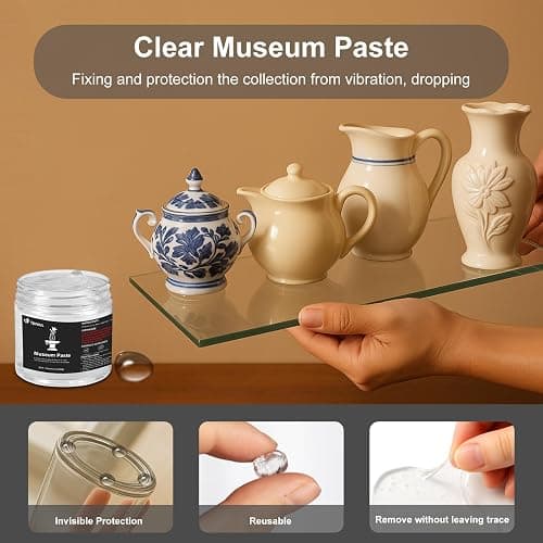 1DFAUL 12 oz Exhibits Fix Gel for Museum, Removable Museum Paste Putty Wax | Clear, Reusable & No Residue, Fixed Collection Artifacts and Decorations to Prevent Vibration, Falling thumbnail 2
