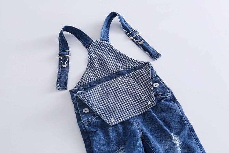 KIDSCOOL SPACE Baby Boy Girl Jean Overalls,Toddler Ripped Denim Cute Workwear thumbnail 4