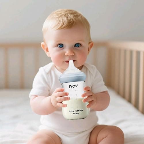 yanyoyo Natural Glass Baby Bottle for Breastfeeding Babies, 8oz Anti-Colic Baby Bottle with Natural Response Nipple(M), Clear, Wide Neck, 4 Pack, 3 Months+ thumbnail 2