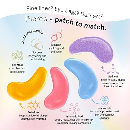 grace & stella Under Eye Gel Patches Multi-Color Pack - 4 Pairs of Under Eye Patches for Dark Circles - 4 Colors/1 Pair Each - Puffy Eyes Treatment - Vegan Cruelty Free Birthday Gifts for Women thumbnail 5
