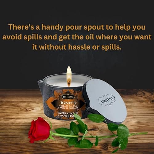 KAMA SUTRA Ignite Massage Candle - Coconut Oil and Soy Based - Sweet Almond, 6 oz/170 g Sore Muscle Massage Oil - Moisturizing - Natural Therapy Oil - Warming, Relaxing, Sensual Massage thumbnail 4