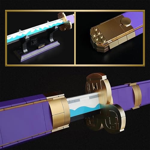 HIGH GODO Anime Cosplay Swords Building Set, 936 Piece One Purple Enma Zoro Sword 38.8IN with Scabbard and Bracket for Adults Teens 14+ (Roronoa Zoro Yamato Sword) thumbnail 4