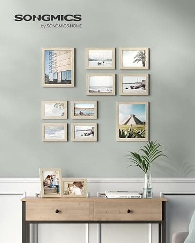 SONGMICS Picture Frames, Collage Picture Frames Set of 10, Two 8x10, Four 5x7, Four 4x6, Photo Frame for Wall Gallery Decor, Table Display, Glass, Natural Beige URPF010N01 thumbnail 5