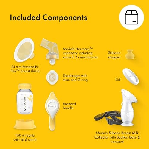 Medela Perfect Pair Bundle with Medela Harmony Manual Breast Pump & Silicone Breast Milk Collector, Lightweight and Discreet, Made Without BPA thumbnail 9