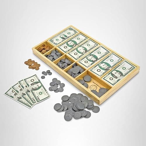 Melissa & Doug Play Money Set - Educational Toy with Paper Bills and Plastic Coins (50 of Each Denomination) and Wooden Cash Drawer for Storage thumbnail 11