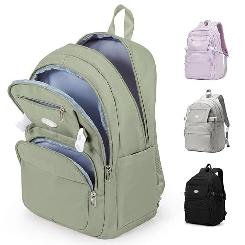 Lightweight Backpack for College & High School Backpack With Lots of Pockets Cute School Bag for Girls Boys, Large Capacity Bookbag for Women Men, Waterproof Teens Casual Daypack Backpack(Green) - Image 1