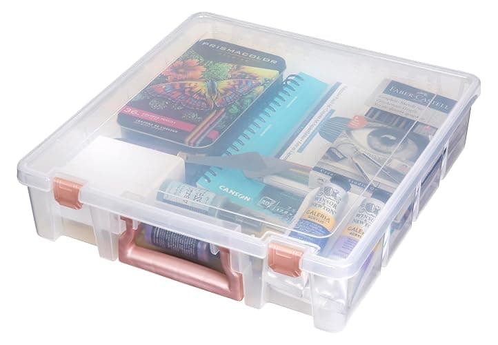 ArtBin 6955RL Super Satchel Compartment Box Clear Craft Organizer Storage Case - Rose Gold, Pack of 1 thumbnail 4