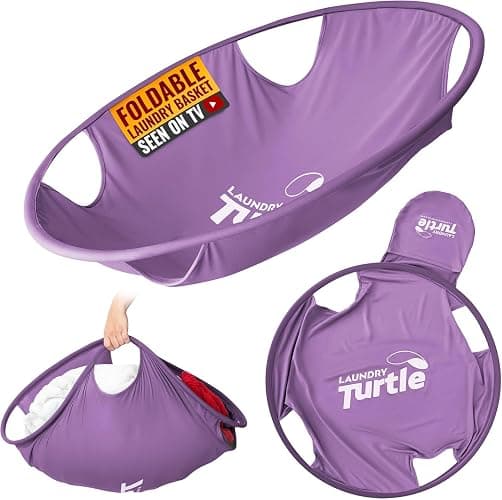 Laundry Turtle Collapsible Laundry Basket | Revolutionary Foldable Laundry Hamper | Innovative Laundry Basket for Dirty Clothes Washing & Dryer Removal Portable Laundry Grabber (Lavender, Large) - Image 1