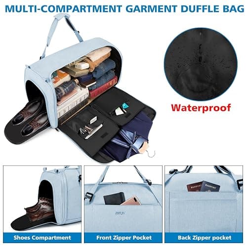 Convertible Garment Bags for Travel - Carry on Garment Duffle Bag with Backpack Straps for Men Women, 4 in 1 Large Travel Duffel Bags with Shoes Compartment Hanging Suit Dress Weekender Bag 3pcs Set thumbnail 2